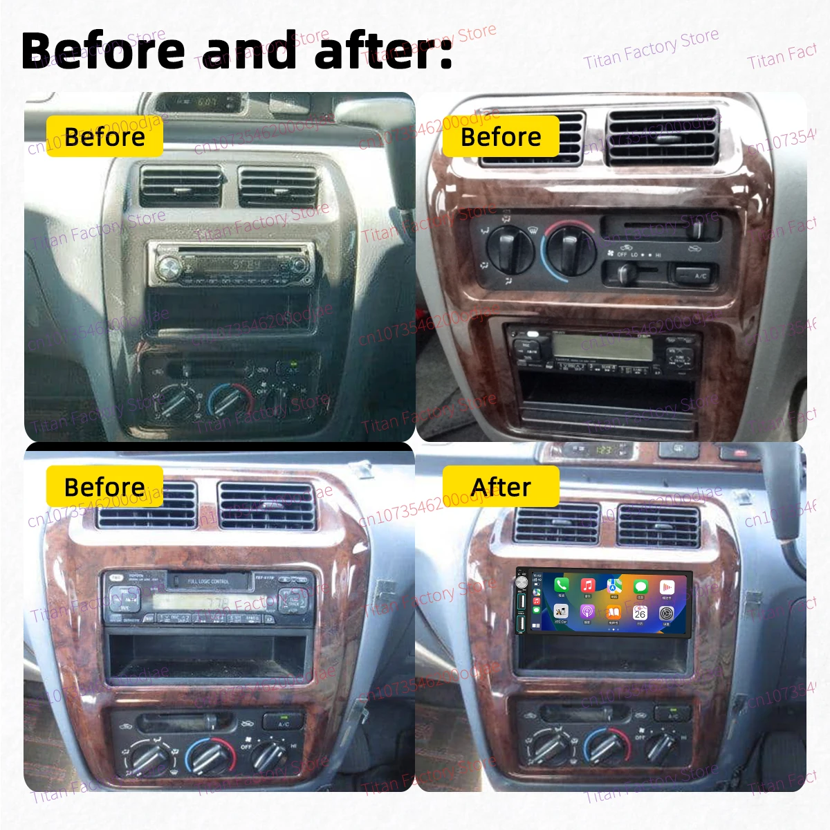 شاشة 6.86 بوصة وسائط متعددة للسيارة تعمل بنظام أندرويد لسيارة Toyota Noah Voxy Townace Town ACE 1996-1998 وحدة رأس ستيريو راديو 1Din Carplay GPS Wifi