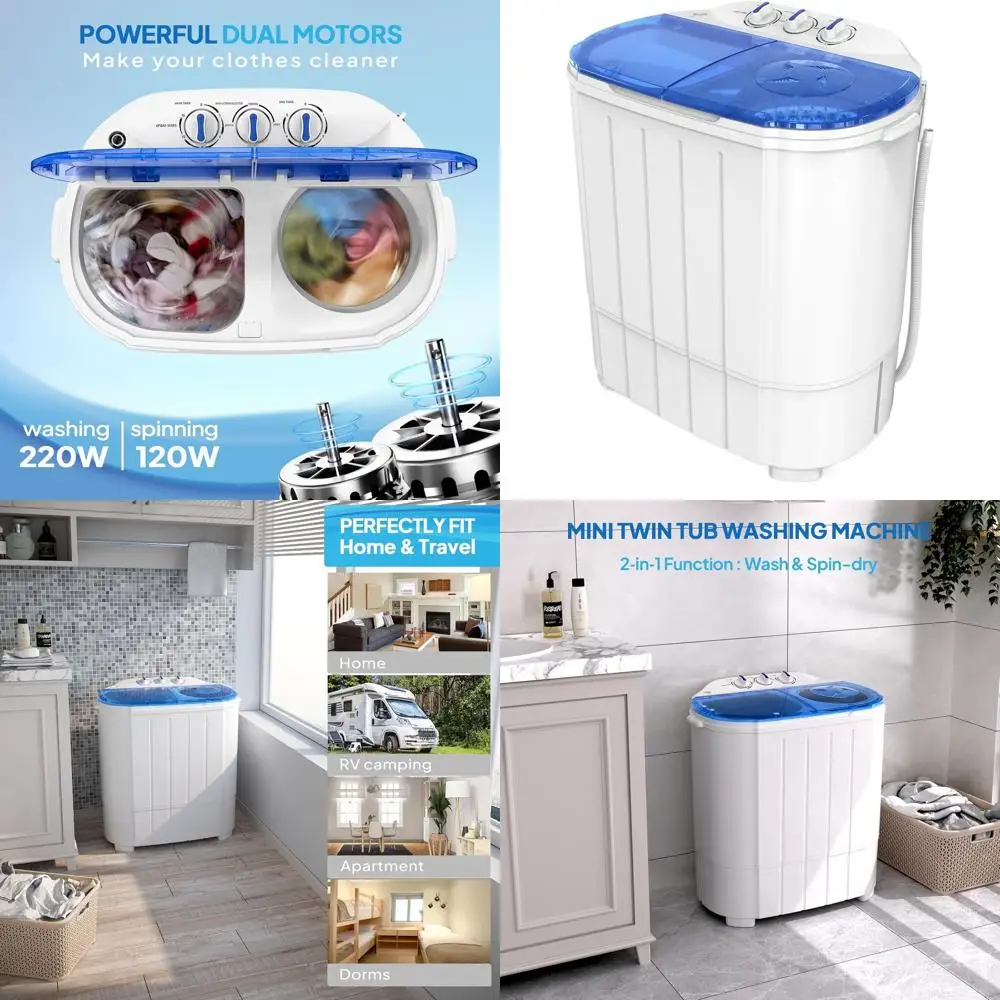 

7lbs Electric Washer & 4lbs Spin Dryer Combo - Portable Laundry Solution for RV, Dorms, and Camping