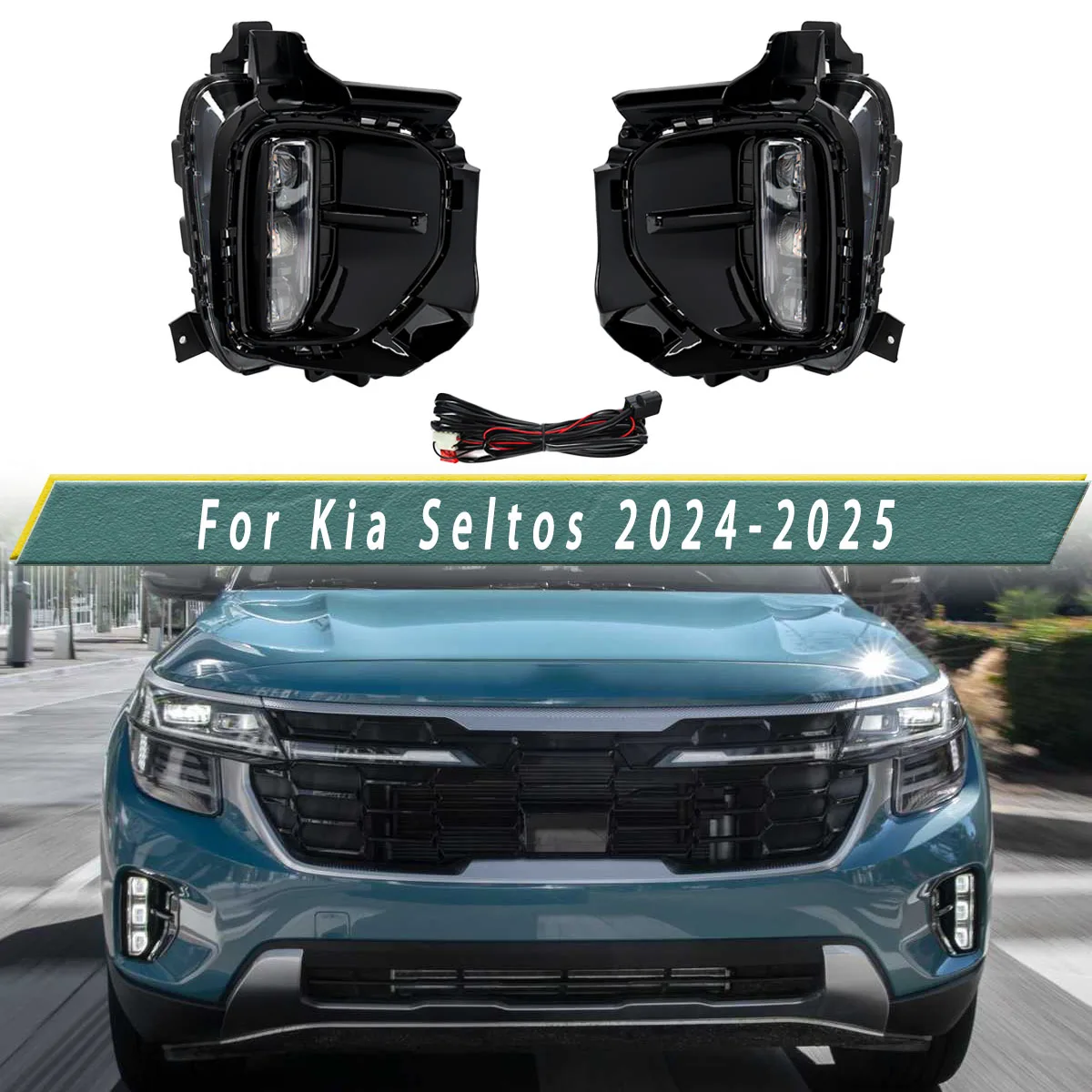 

Left Right Daytime Running Light LED Fog Driving Lamps For Kia Seltos 2024-2025