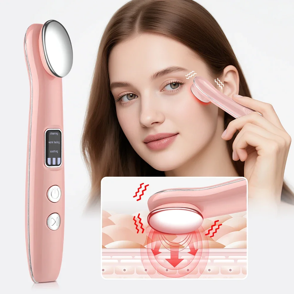 جهاز تجميل العين الكهربائي بالاهتزاز الساخن 3 أوضاع تنظيف تدليك مهدئ الهالات السوداء الخطوط الدقيقة أداة العناية بالبشرة جمال العين #1