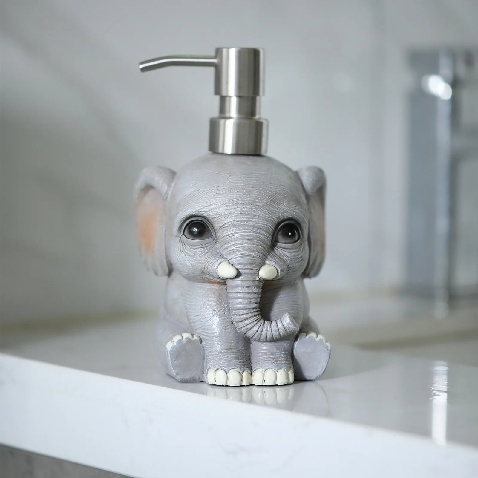 WHYOU-Resin Creative Elephant Liquid Soap Dispenser, Lotion Bottle, Emulsion, Latex Hand Wish Bottles, Bathroom Accessories Set