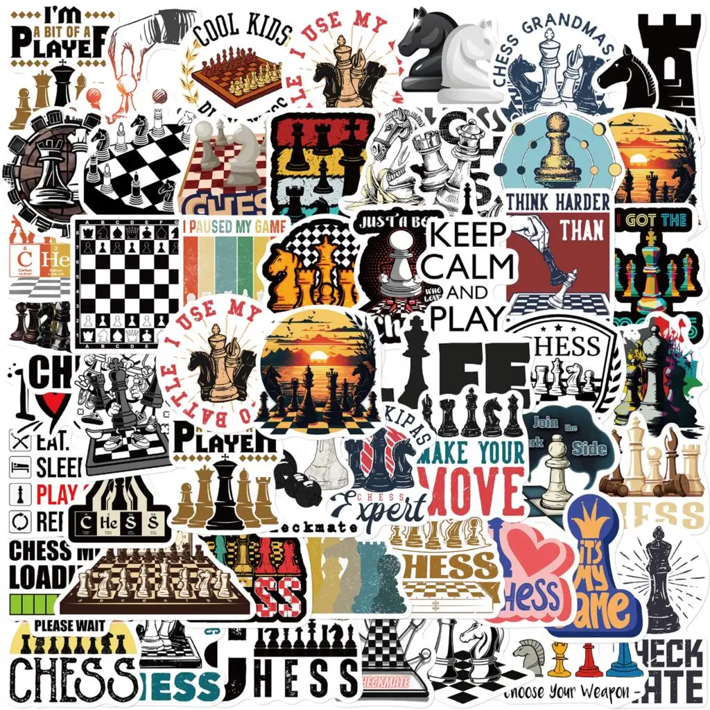 10/50PCS Chess Game Stickers Aesthetic Graffiti Decals DIY Laptop Luggage Skateboard Motorcycle Diary Waterproof Sticker Toy