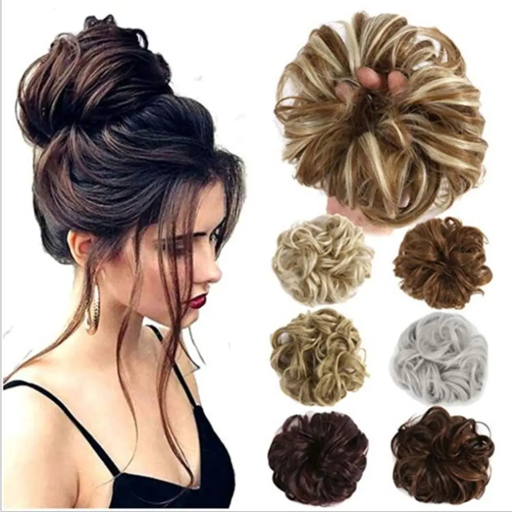 Natural Female Bride Synthetic Hair Extensions Hair Accessories Updo Hairpiece Messy Hair Bun Curly Chignon False Hair Pieces