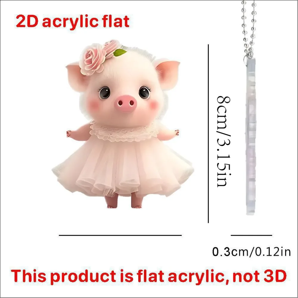 2024 Acrylic Backpack Pendant Portable Cartoon Keychain Pig Lightweight Keyring Unisex