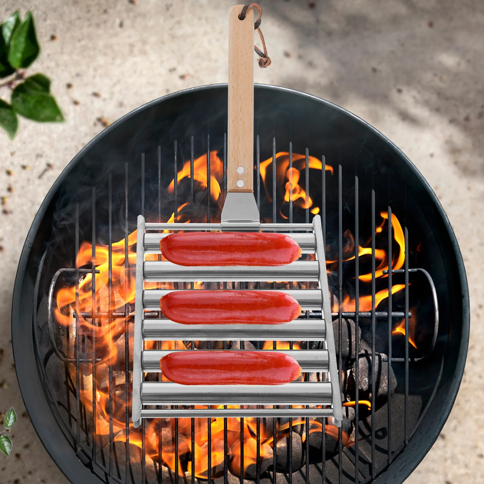 

Stainless Steel Sausage Bbq Grill Rack Compact Portable Hot Dog Roller for Outdoor Picnic Camping Barbecue Stand