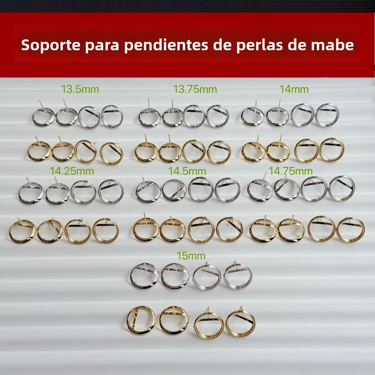 Pendientes de Plata de Ley S925 con Baño de Oro de 18K, Perla Mabe Redonda, Engaste Abierto, Joyería Sencilla y Elegante