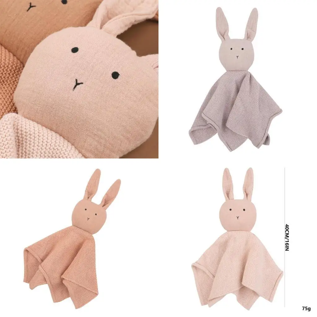 

652F Soothe Appease Towel Sleeping Doll Cotton Comforter Blanket Security Blanket Rabbit Pattern Snuggle Toy Sleep Toy