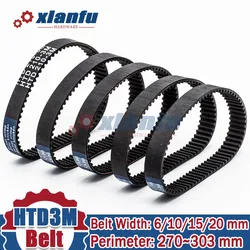 HTD 3M Timing Belt Rubber Perimeter Lp=270 273 276 269 282 285 288 291 294 297 300 303mm Belt Width 6/10/15/20mm Closed Loop