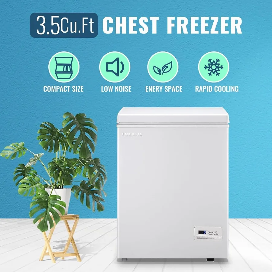 Compact Small Mini Deep Freezer with Top Open Door and Electronic Control for Home Garage Basement Storage Energy-Efficient and