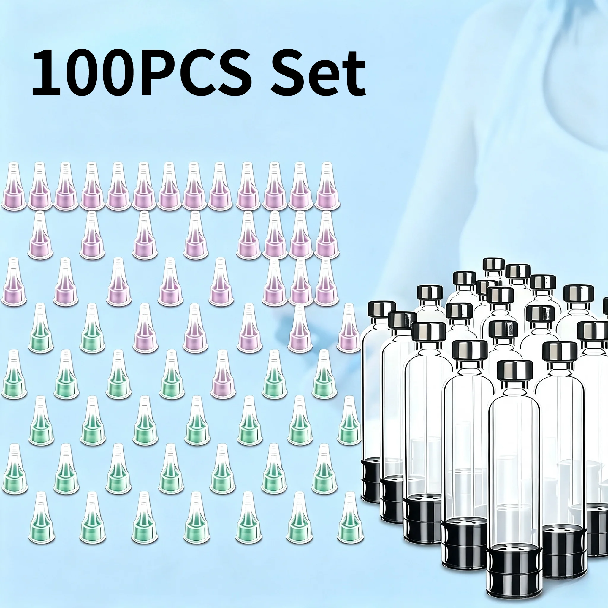 100 Pack 3ml Peptide Insulin Pen Cartridge with Needles Set for Insulin Injection ,Compatible with Injection V1 & V2 Pens