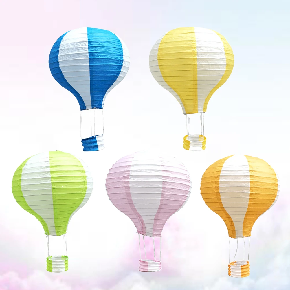 

Foldable Paper Lantern 30Cm Light Blue White Stripe Decor For Party Wedding Market Ceiling Hanging Decorations Environmentally