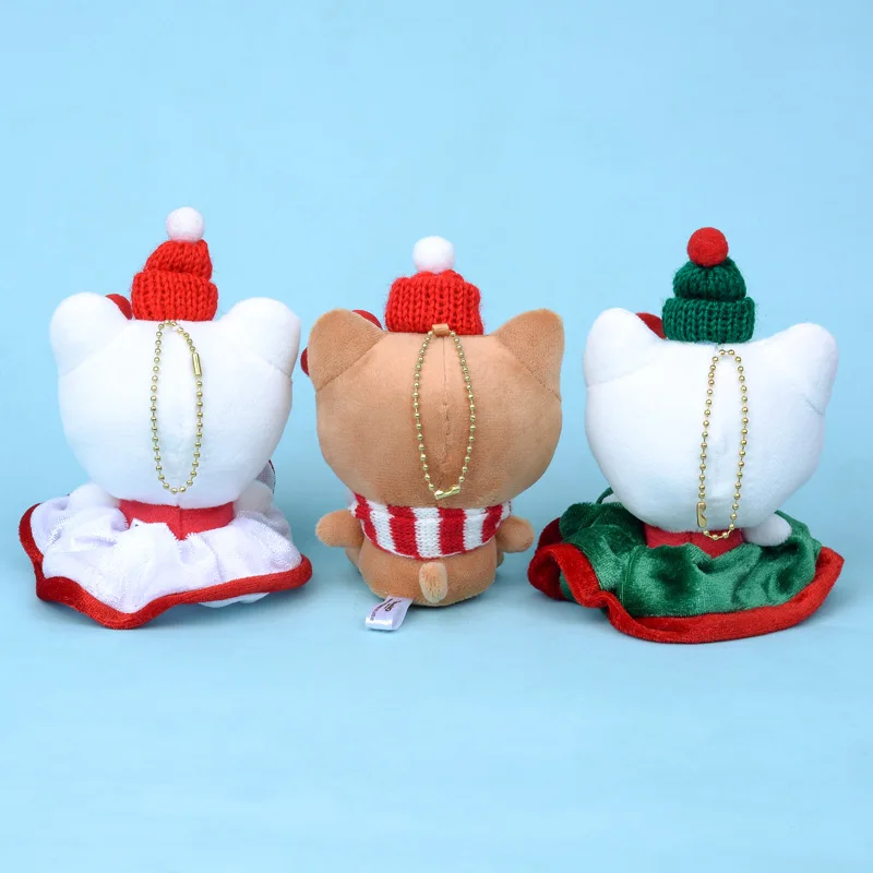 سلسلة مفاتيح بدلاية هالو كيتي ، كاواي سانريو ، جلد أسود ، منديل عيد الميلاد ، ألعاب كرتونية قطيفة ، هدايا عيد ميلاد للأصدقاء