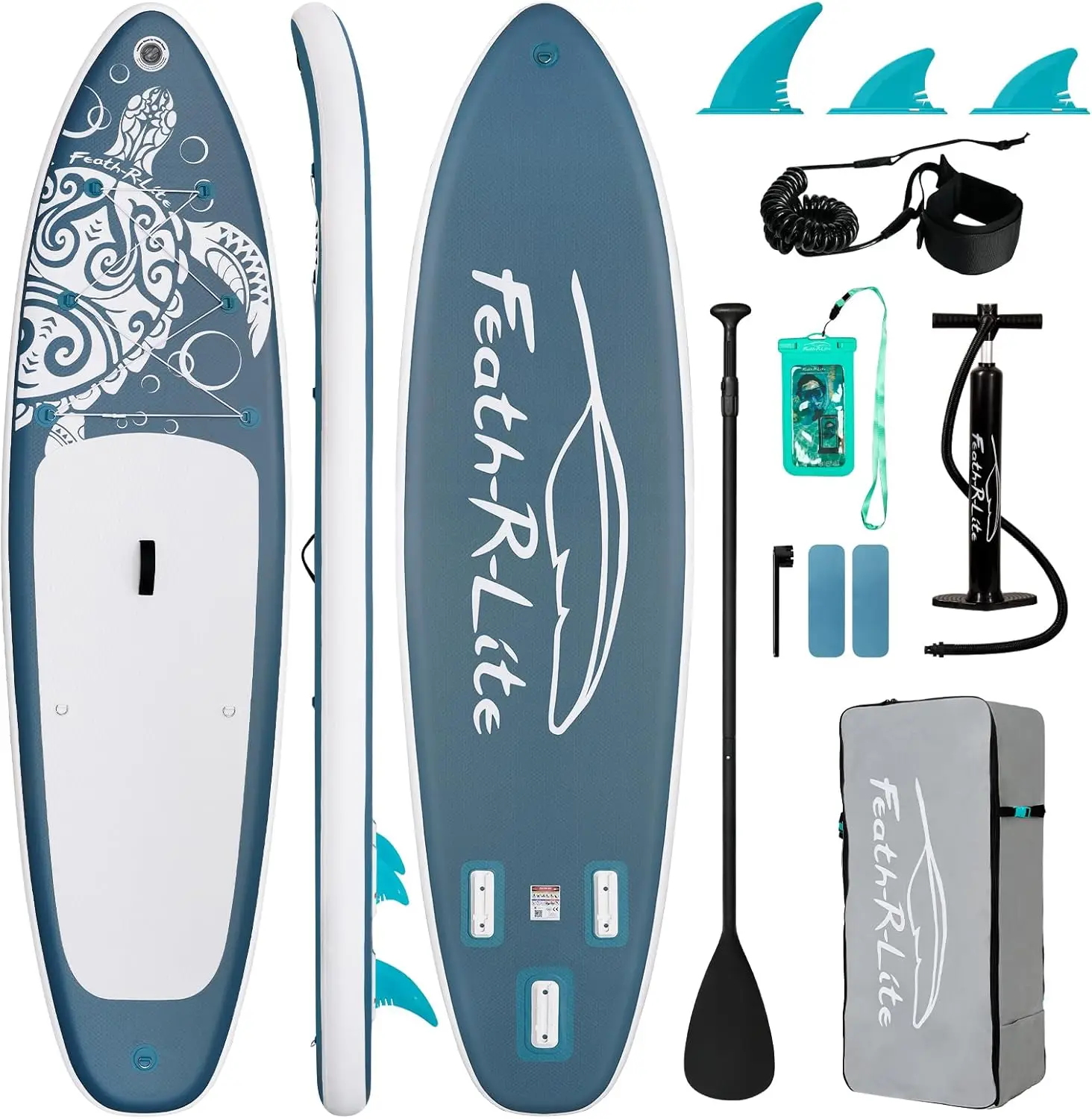 

Надувная доска для сап-серфинга для взрослых с премиальными аксессуарами: насос, регулируемое весло, страховочный ремень, плавники, рюкзак.