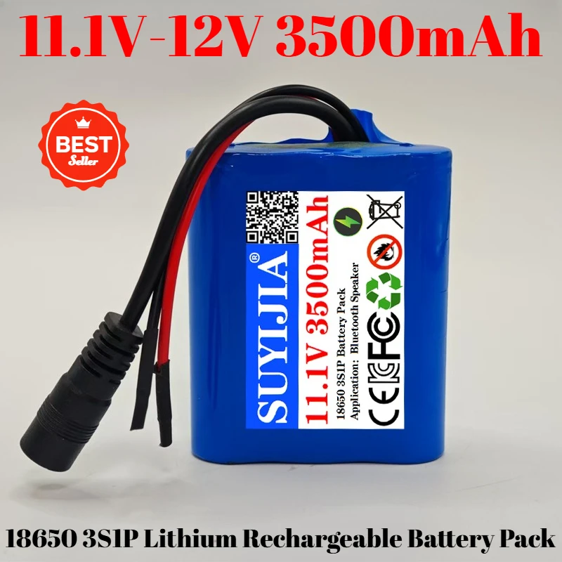 

12 В 3500 мАч 18650 литиевая аккумуляторная батарея 3S1P для динамика, фонарика, камеры видеонаблюдения, GPS, портативное поисковое световое оборудование