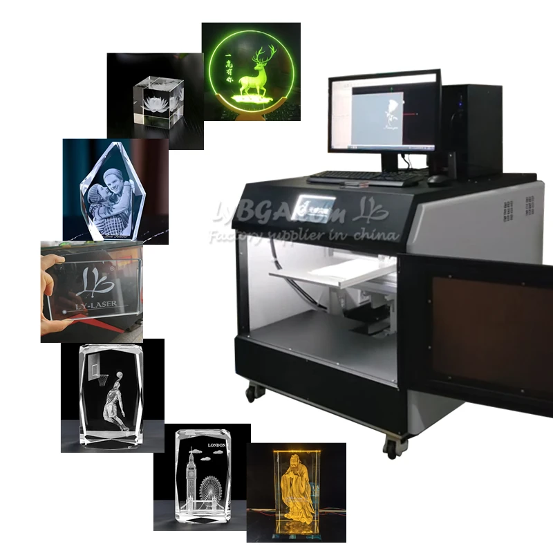 

532nm 6W 2D Green Light Laser Engraving Machine 300x400x100MM Glass Crystal 3D Internal Engraving 1W UV Laser Marking Machine