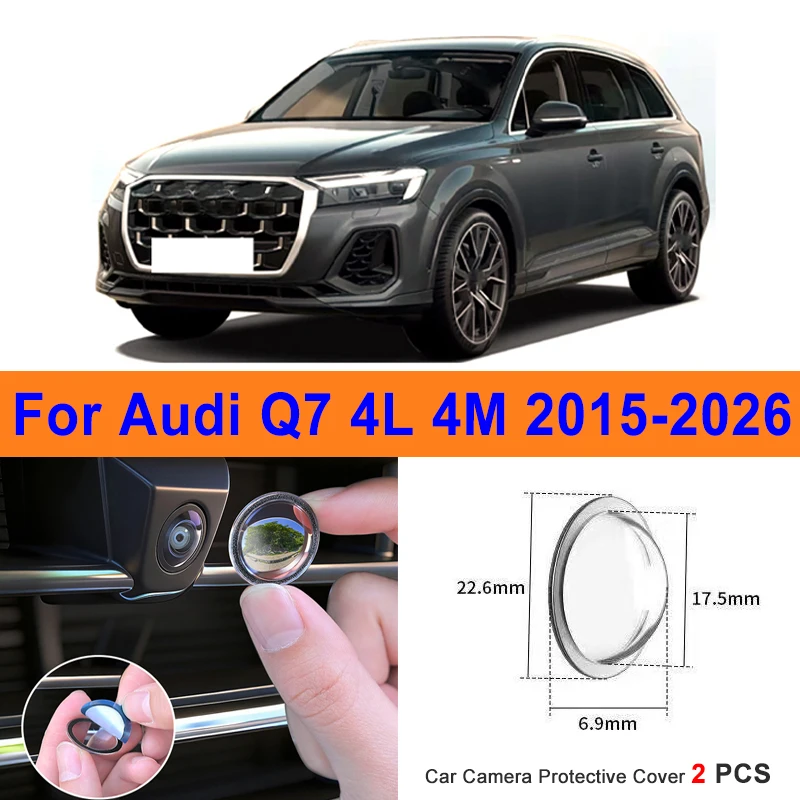 

360 Reverse Image Car Camera Cover Anti-Scratch PC Lens Protector Stickers For Audi Q7 4L 4M 2015-2026 2Pcs