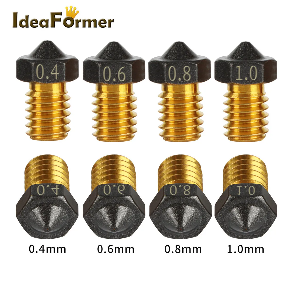 1/2/5 Stück E3D V6 PTFE-beschichtete Messingdüse 0,2/0,4/0,5/0,6/0,8/1,0 mm 1,75 mm M6 3D-Drucker V6 Düsen für Ender3 Titan Prusa I3 MK3 – Detail 7