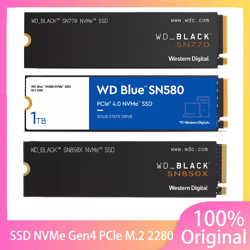 WD SN770 SN850X SN580 Internal SSD 1TB 500GB 2TB SSD  PCIe 4.0 X4 NVMe M.2 2280 SSD Drive Solid State Disk for PC PS5 Desktop