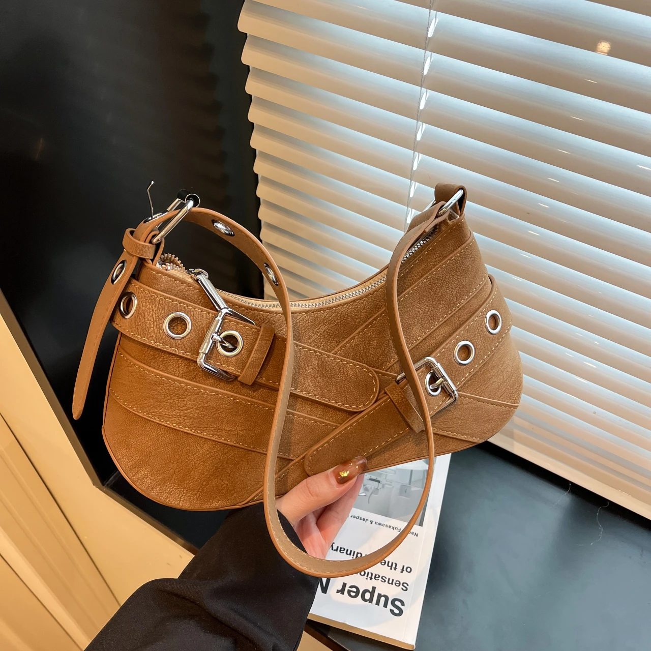 

French Style Shopper Purse Retro Casual Women Totes Shoulder Bags Female Leather Solid Color Underarm Handbag for Women 2025