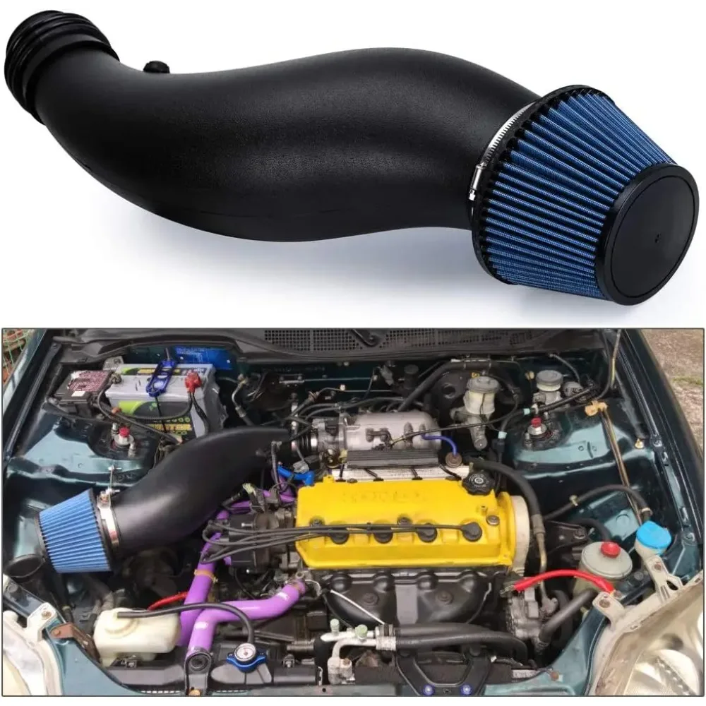 Cold Air Intake Kit Compatible for 1992-2000 H0nda Civic CX DX EX-R 1.6L EG EK BK Plastic Air Intake Pipe Induction Kit