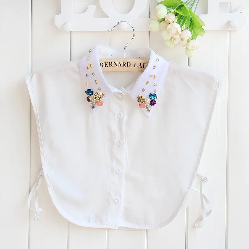 

Женский корейский стиль, искусственный свитер, воротник, полиэфирная пряжа, красочный аксессуар для рубашки со стразами