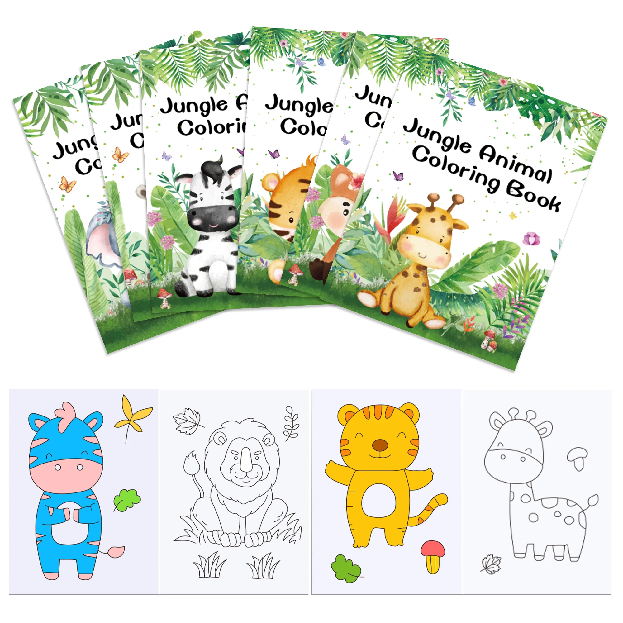 16pcs Cartoon Jungle Safari Animals Graffiti Painting Book Kids Coloring Picture Books Birthday Party Gifts Drawing Notebook