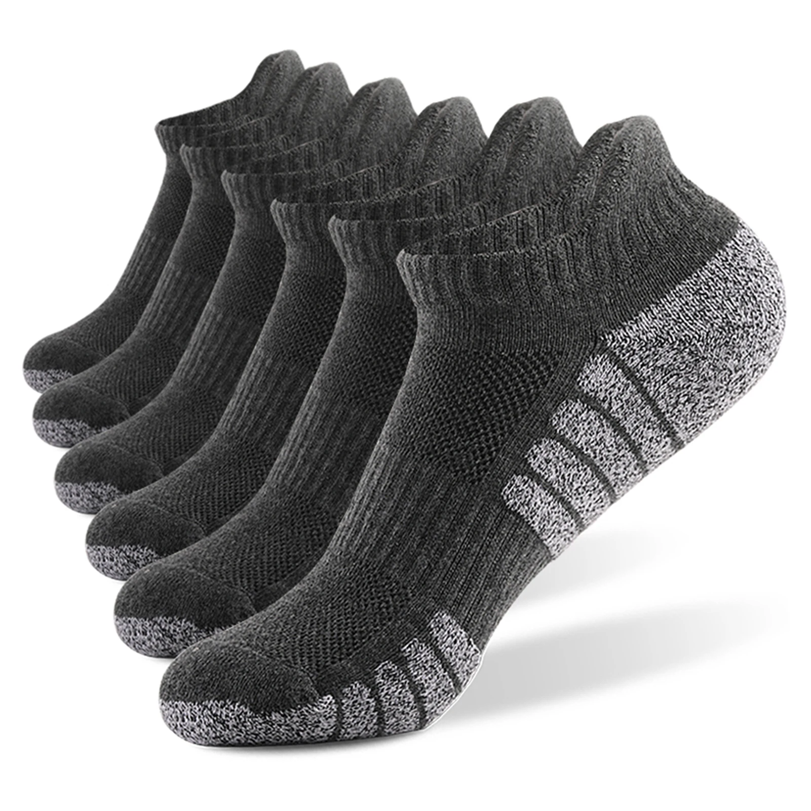 6 Pairs Sports Ankle Socks  Athletic Low-cut Thick Knit Autumn Winter Outdoor Quick Dry Anti-skid No-Show For Running Cycling