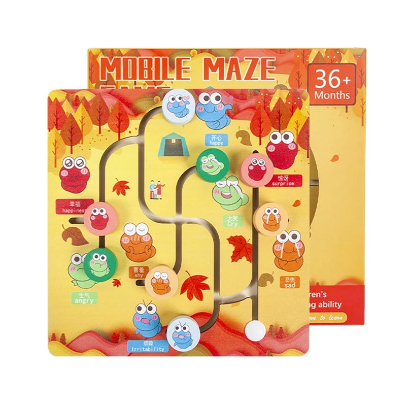 Labirinto brinquedos educativos de madeira para crianças, bonito inseto expressão, cor emoção cognição, educação precoce A