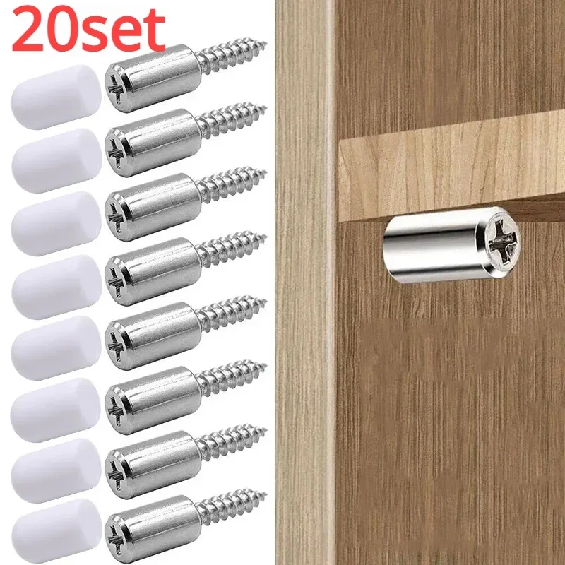 

20Set Laminate Support Nail Cross Self-tapping Screw with Rubber Sleeve Wardrobe Cabinet Glass Nonslip Partition Bracket Screw