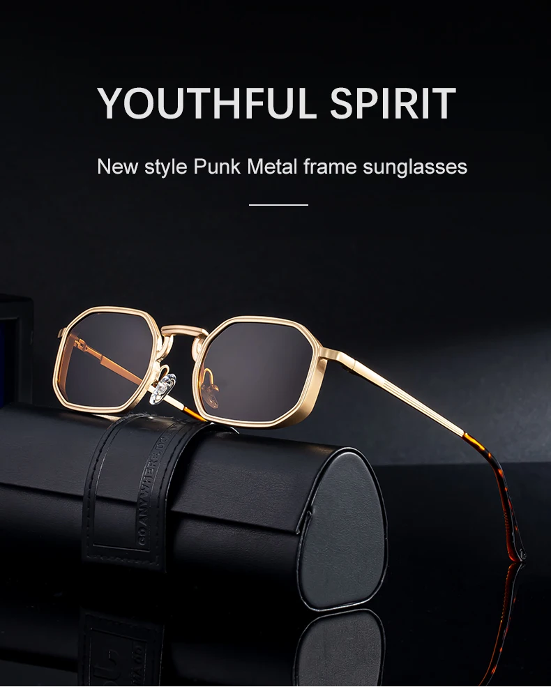 Steampunk Klassische Rechteckige Sonnenbrille für Herren 2026 Luxusmarke Punk Polygon Metallrahmen Sonnenbrillen für Männer Fahrbrillen Schutzbrille – Detail 3