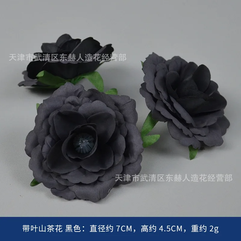 

10 Pcs Simulated Flower Head Black Flowers Faux Headpiece Camellia Decor Crafts Artificial Decorate Floral