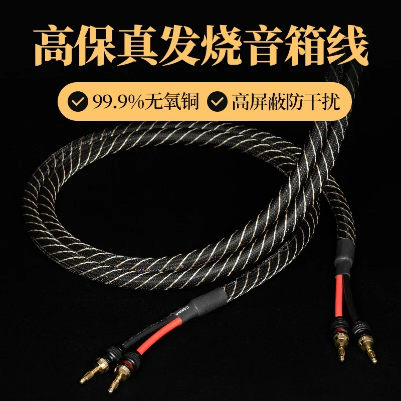 Banana head bold speaker cable, universal audio connection cable, pure copper wire with plug, dual head fever speaker cable