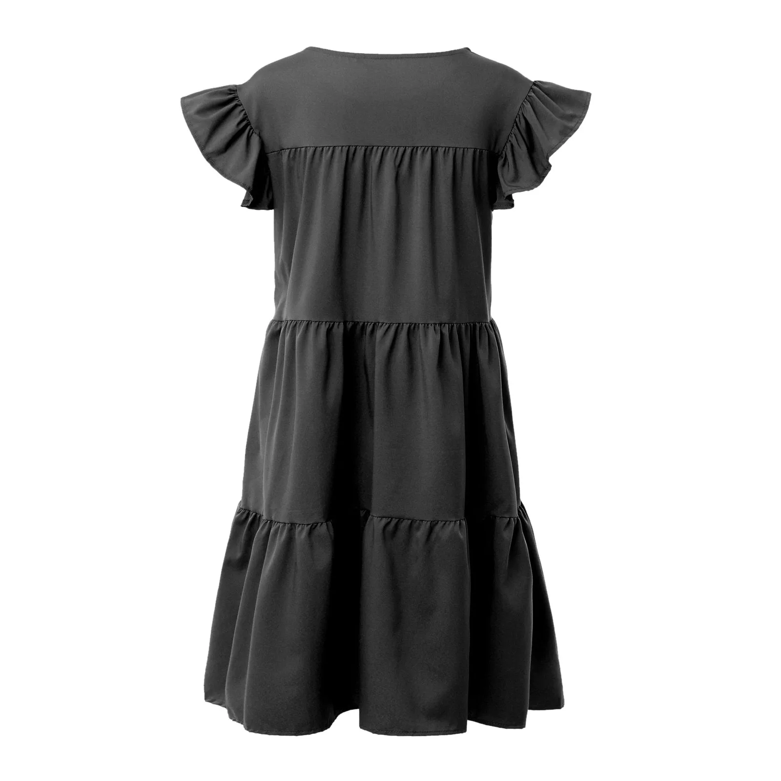 Solid Black New 2024 Summer Woman Long Dress Casual Short Sleeve Loose Female Maxi Dress Evening Black Beach Dress