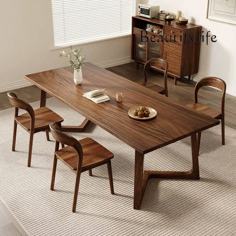 American-Style Solid Wood Dining Tables and Chairs Set Household Minimalist Rectangular Table