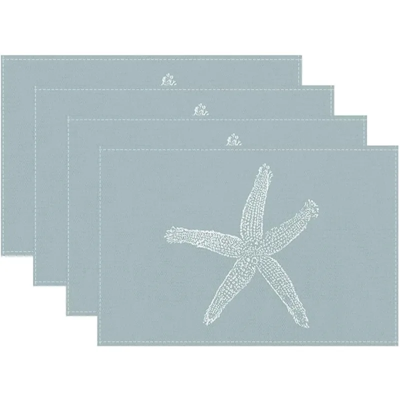 نجم البحر طباعة الكتان المفارش الحد الأدنى ديكور المنزل تحديد الموقع للمطبخ بار الجداول المضادة للانزلاق العازلة سطح المكتب واقية حصيرة