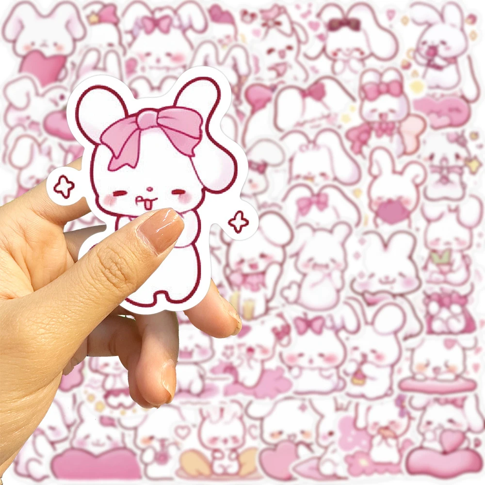 10/30/50 Stuks Kawaii Roze Konijn Stickers Decoratie Decals Diy Laptop Notebook Telefoon Bagage Auto Gitaar Kids Cartoon Sticker Speelgoed