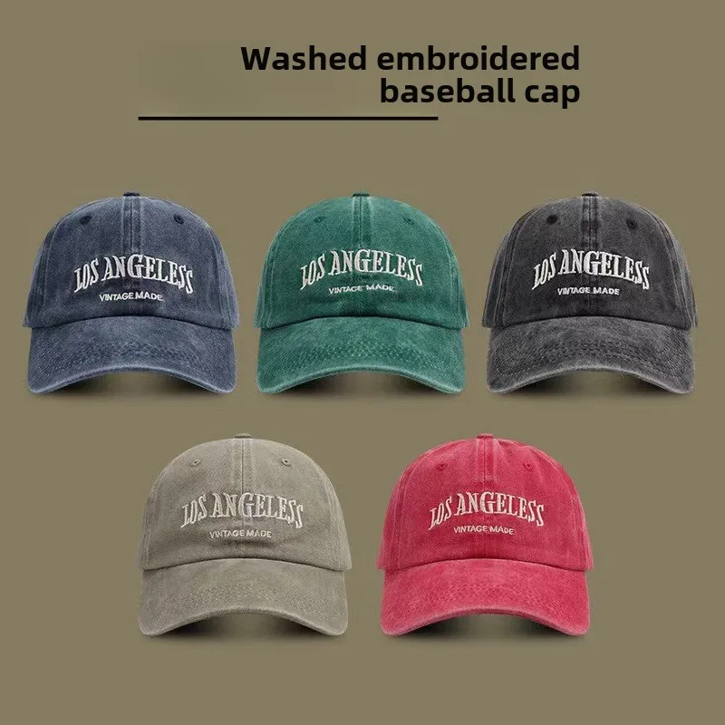 

Retro Washed American Baseball Cap with Letters for Couples, Versatile Duckbill Cap, Casual Sun Hat, Men's Trend Streetwear