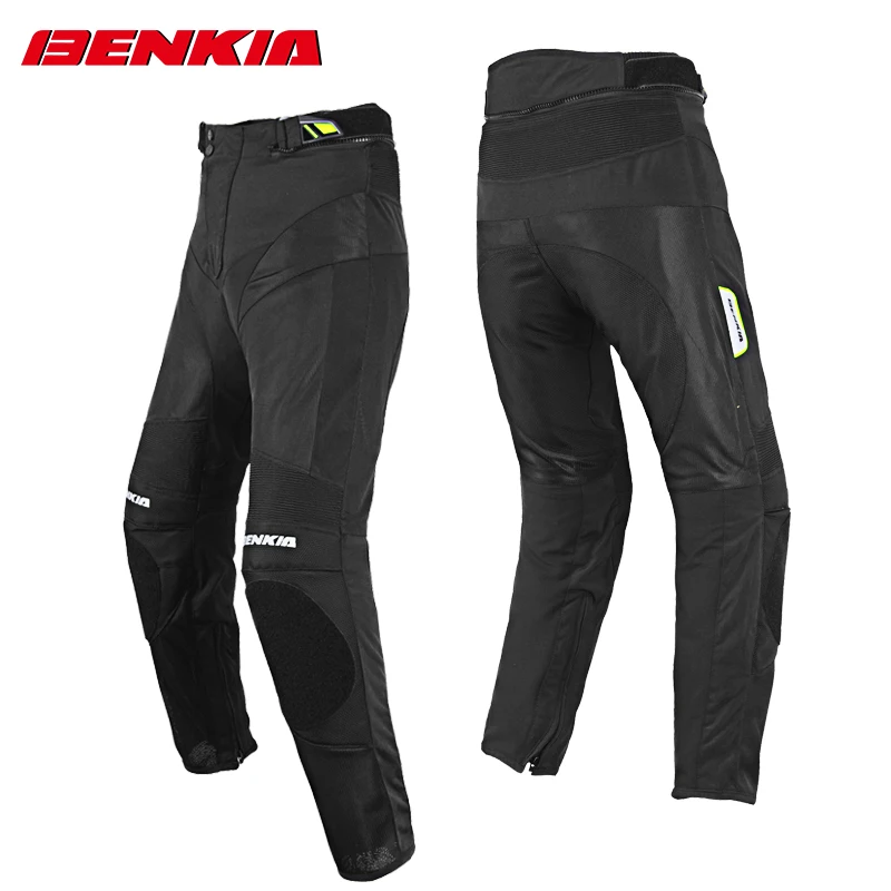 Benkia Summer Motorcycle Pants Breathable Mesh Motorcycle Pants Elastic Slim Fit with Grinding Bag Unisex Riding Protection