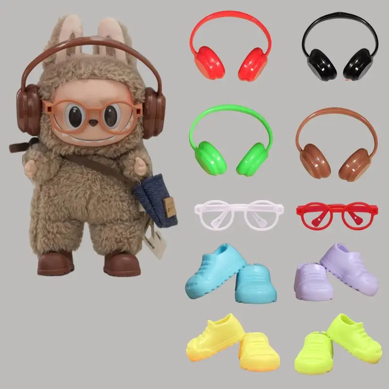 for Labubu Accessories Mini Fashion Design Set - DIY including Headphones Glasses Shoes And Boots Colorful Replacement Parts