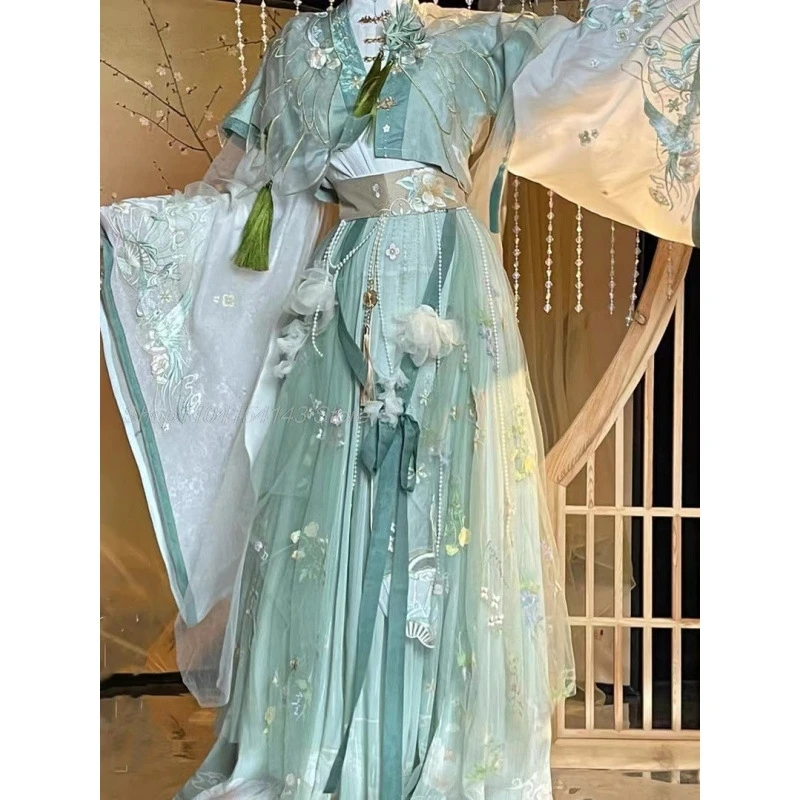 TGCF Tian Guan Ci Fu Xie Lian Hua Cheng Feng Shi Shi Qing Xuan Cosplay Costume Green Cos Dress Hanfu Full Set