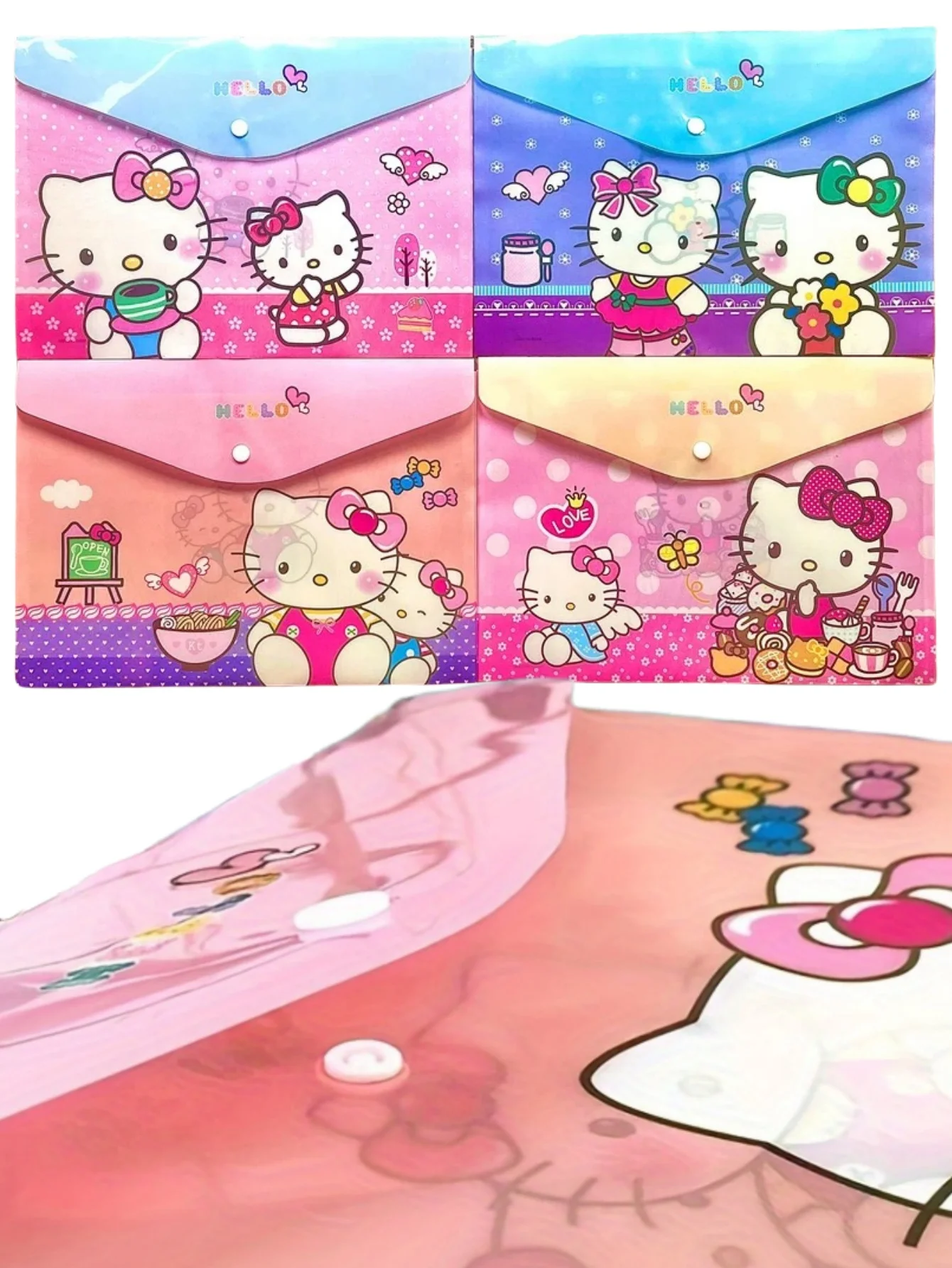 Sac à documents A4 HelloKittys, 1/4/8 pièces, durable et élégant pour les étudiants et les enseignants, pour organiser les dossiers, les papiers de test, la papeterie créative