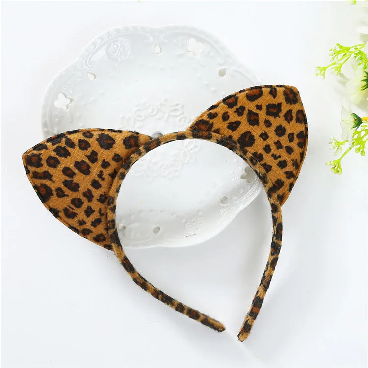 New Short Plush Tiger Leopard Cat Ear Headband Cute Women Girls Kids Party Festival Fantastic Hair Accessories Hair Band