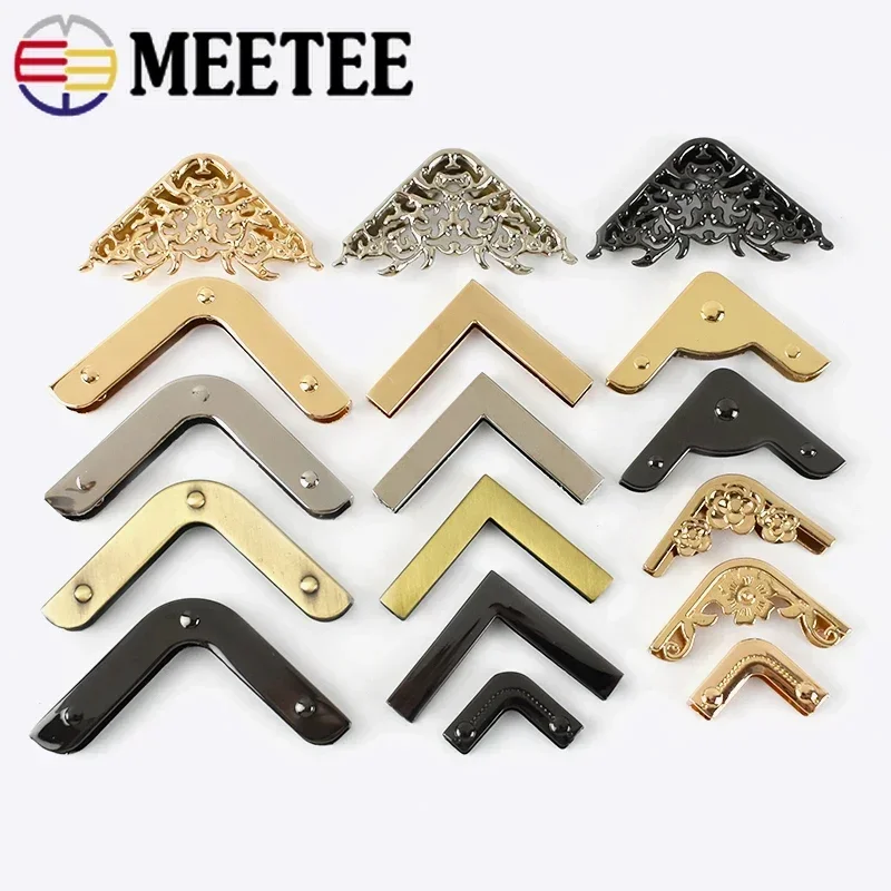 4/10Pcs Meetee 25-54mm Metal Protect Corner Bag Buckles Purse Book Decor End Clips Edge Banding DIY Crafts Hardware Accessories