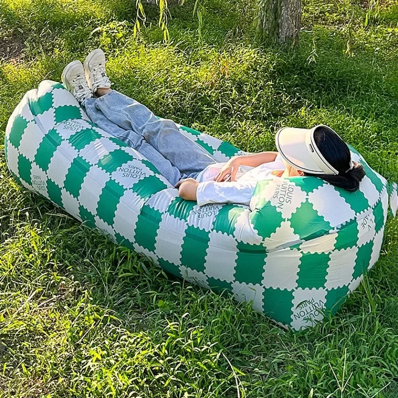 Outdoor Air Luie Opblaasbare Sofa Bag Draagbare Camping Sofa Matras Muziekfestival Concert Fauteuil Draagbaar Schattig