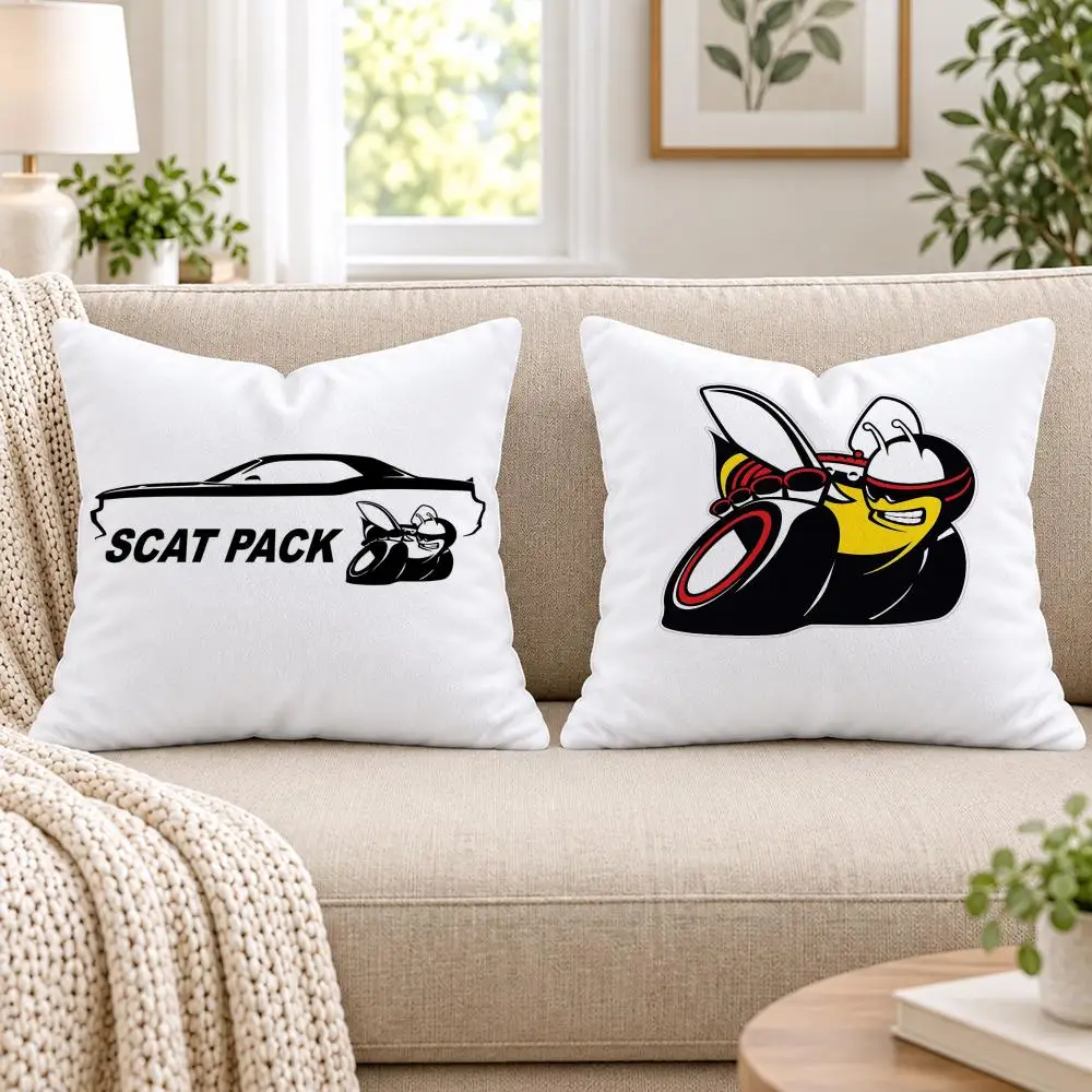 Cartoon S-Scat P-Pack C-Charger Cushion Cover Short Plush Double-Sided Printing Sofa Bedroom Pillow Case Aesthetic Home Decor