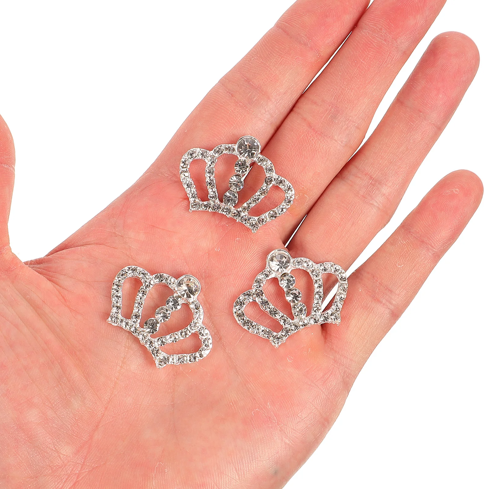 

10Pcs Crown Shape Rhinestone Embellishments Shining Silver Water Drill Decor for Garment Bags Headband Craft Gift Wrapping