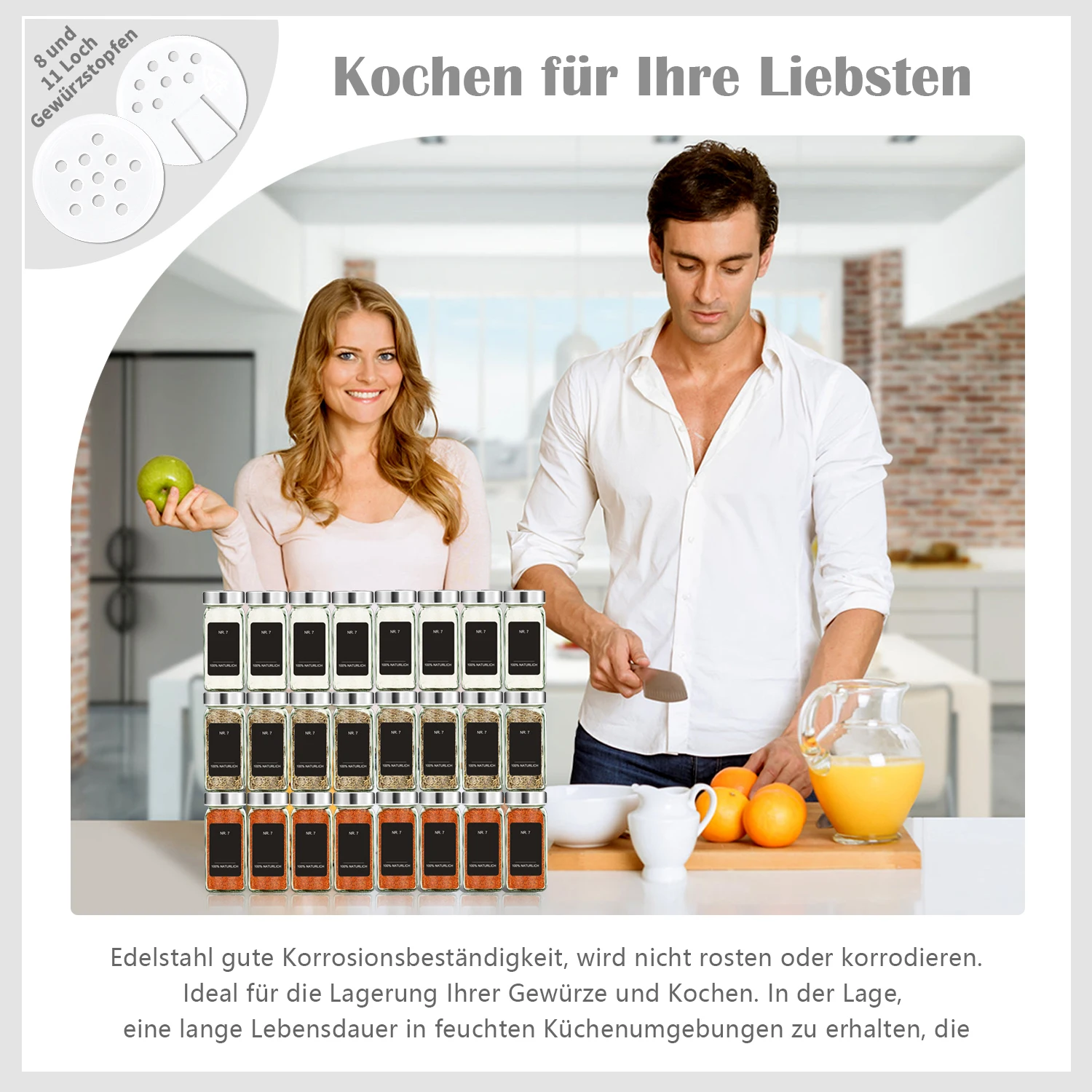 24/35 Stück quadratische Gewürzgläser mit Edelstahldeckeln, 120 ml Gewürzbehälter-Set mit Trichter und Etiketten, Gewürz-Organizer-Aufbewahrung – Detail 1
