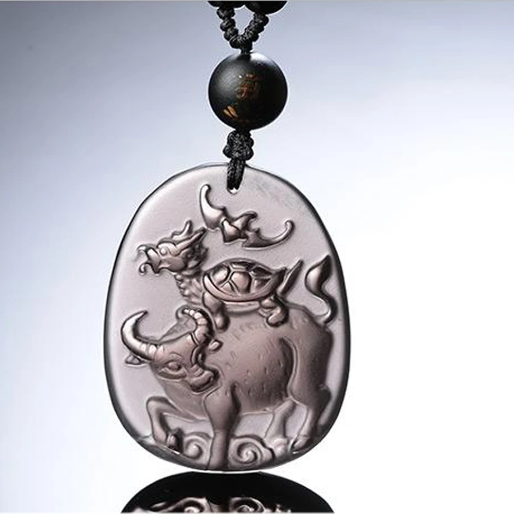 Lucky Bull Returns – pendentif en cristal blanc naturel pour homme et femme, appartient au serpent, année du destin de 2025, bijoux de mascotte porte-bonheur