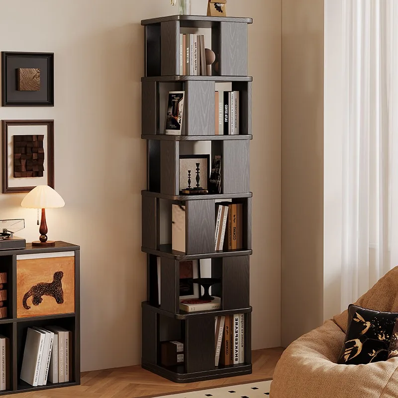 Wooden Toy Bookcase 4-tier Corner Figure Rotating Narrow Bookshelf Racks Ground Muebles Para El Hogar Furniture Living Rooms
