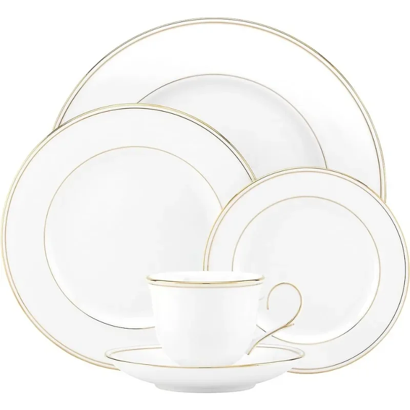 

Piece Place Setting Federal Gold White Dinner Plate Set Dishes and Plates Sets